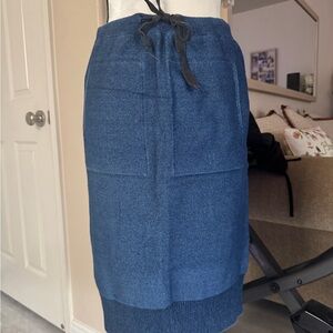 Elegant Blue Pencil Skirt with Drawstring